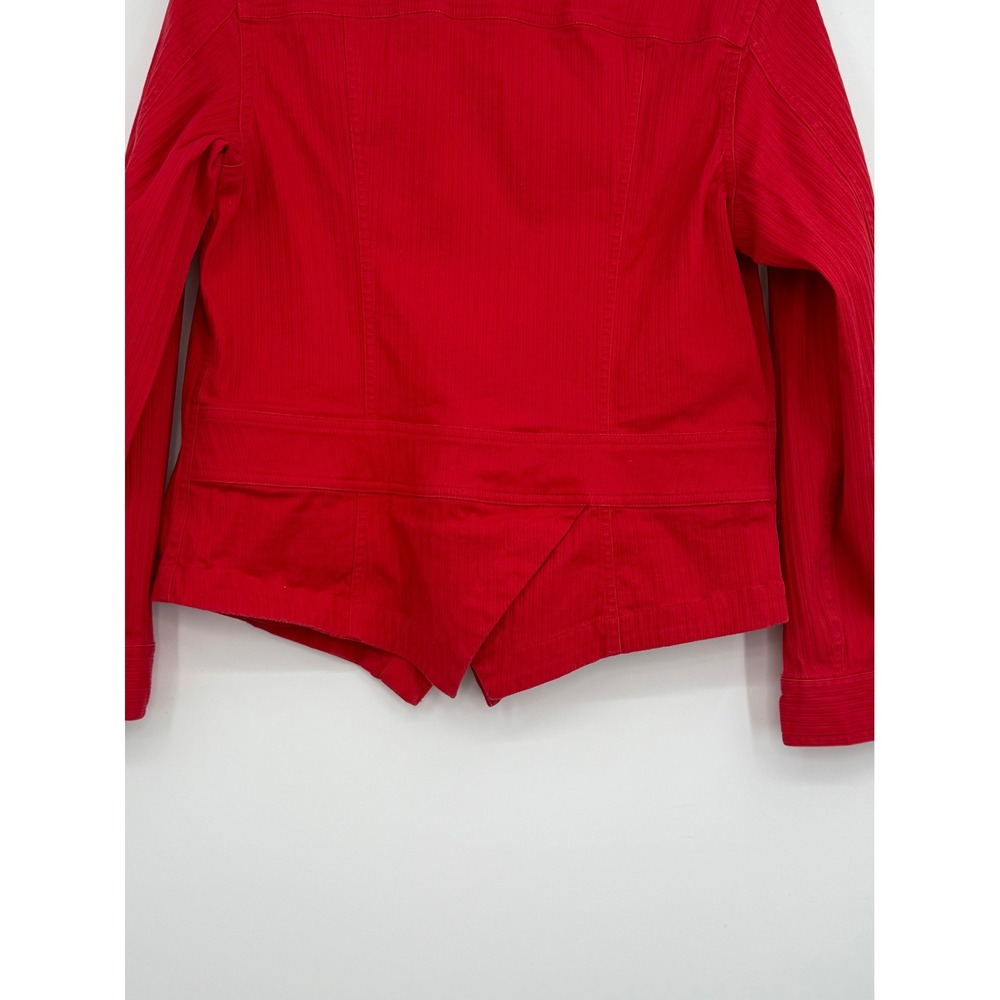 Coldwater Creek Women's Cotton Red Denim Button‎ Down Jacket 8 Casual Preppy Y2K - Picture 8 of 15